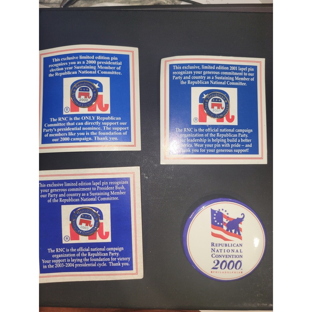 RNC (Republican) Pins 2000, 2001‎ and 2003 & 2000 RNC Convention Button Phila